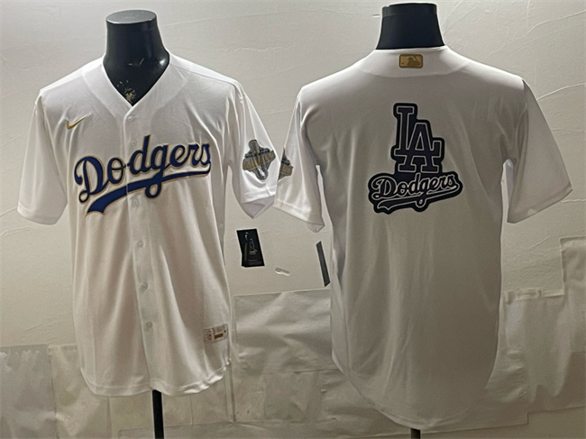 Men's White Los Angeles Dodgers Team Big Logo 2026 Gold Collection Stadium Stitched Baseball Jersey